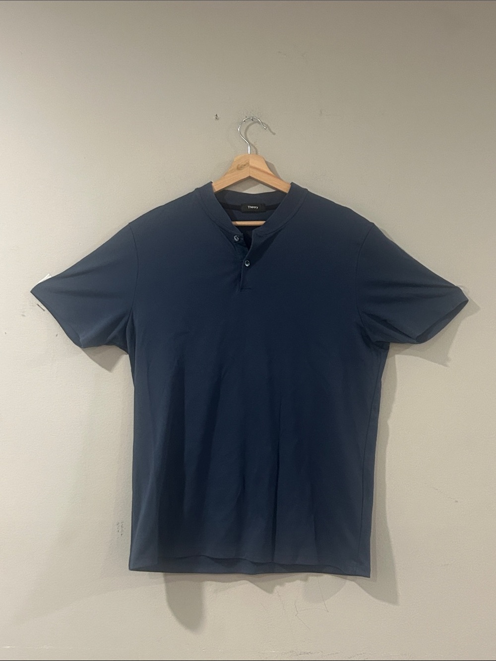 Theory Navy Short-Sleeve Henley Polo